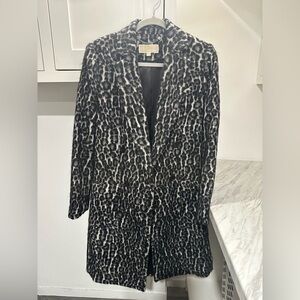 Michael Kors Black and White Animal Print Teddy Jacket